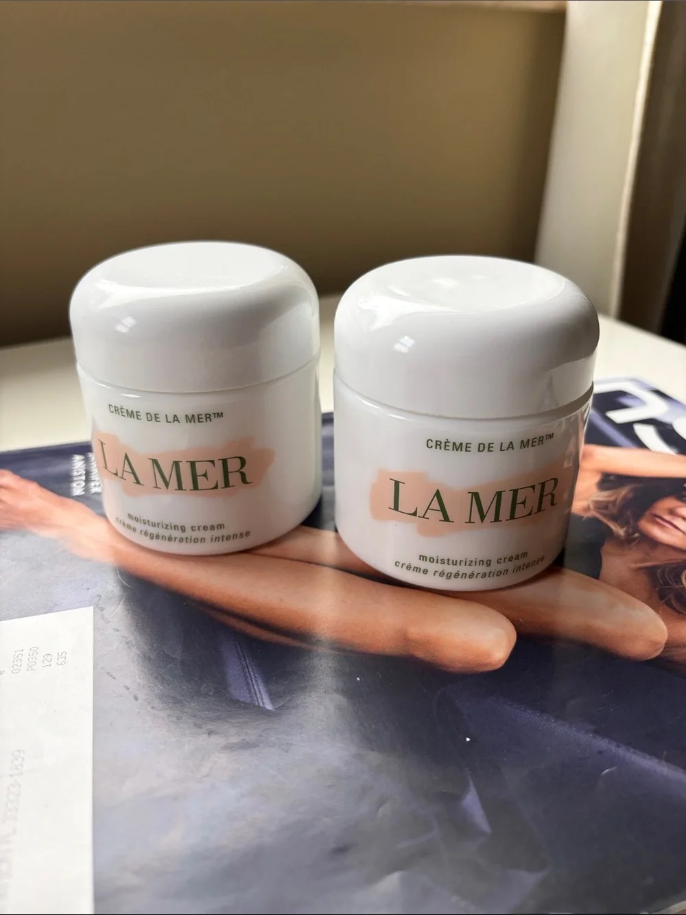 Two 3.4oz La Mer Moisturizing Cream White Jar empty